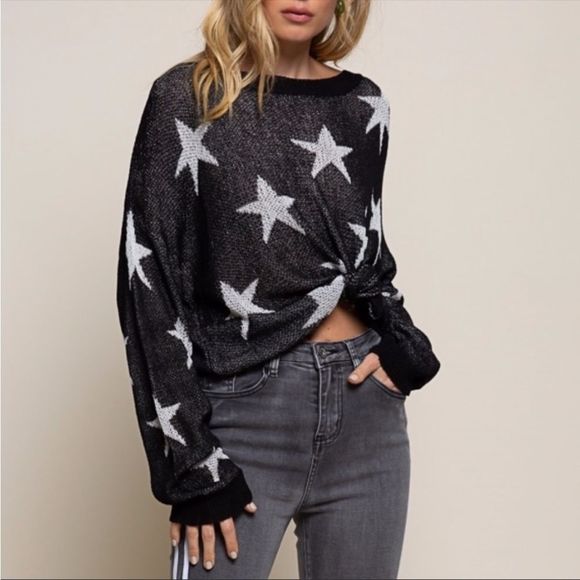Lightweight POL Star Print Sweater Top - Picture 3 of 6